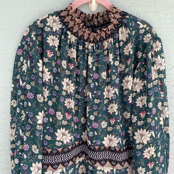 Signature Studio XL Cottagecore Floral Midi Dress Long Sleeve Smocked Neck - Picture 6 of 11